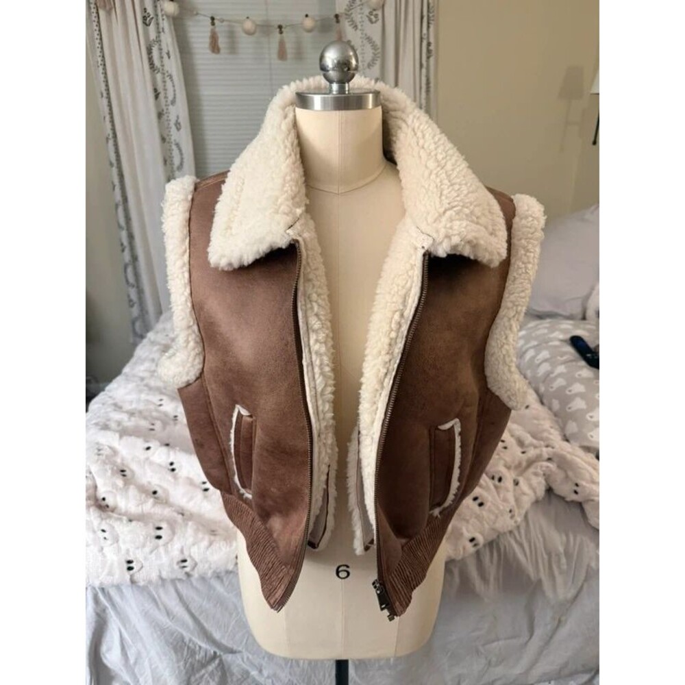 Loft Fall suede and fur vest- NWT